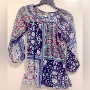 juniors sheer floral print sheer shirt large 10/12